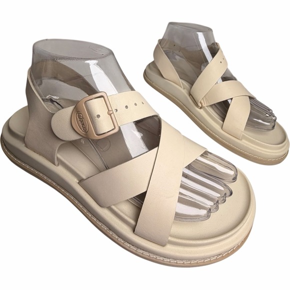 Chaco Shoes - Chaco Townes Women's Leather Sandals Size 7 Beige Comfort Walking Travel